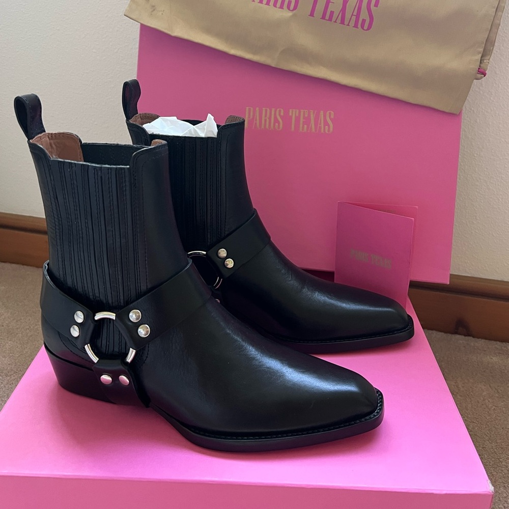 Paris Texas Black Leather Ankle Boots